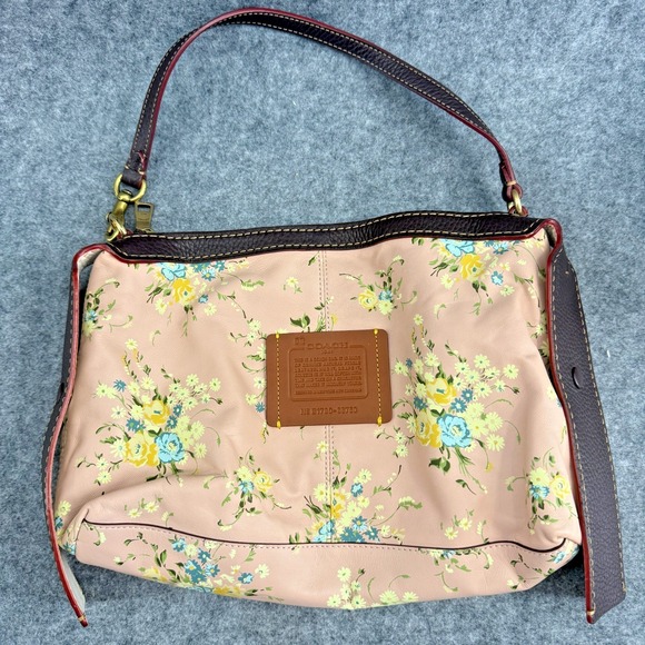 Coach Pink Floral Womens Purse Hobo Handbag One Strap Zip Chic EUC B1780-86760 - Picture 1 of 10